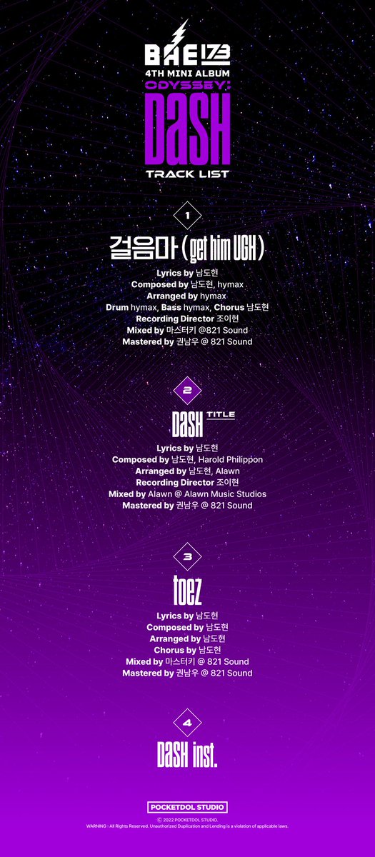 KpopperFanmulti's tweet photo. 📢 Divulgado a lista de músicas do   𝟰𝙩𝙝 𝙈𝙞𝙣𝙞 𝘼𝙡𝙗𝙪𝙢⠀
[𝙊𝘿𝙔𝙎𝙎𝙀𝙔 : 𝘿𝙖𝙎𝙃]⠀do grupo #BAE173 que será lançado dia 17 de agosto! 

#BAE173_comeback  #비에이이173⠀
#ODYSSEY_DaSH https://t.co/LIVeftx1ek