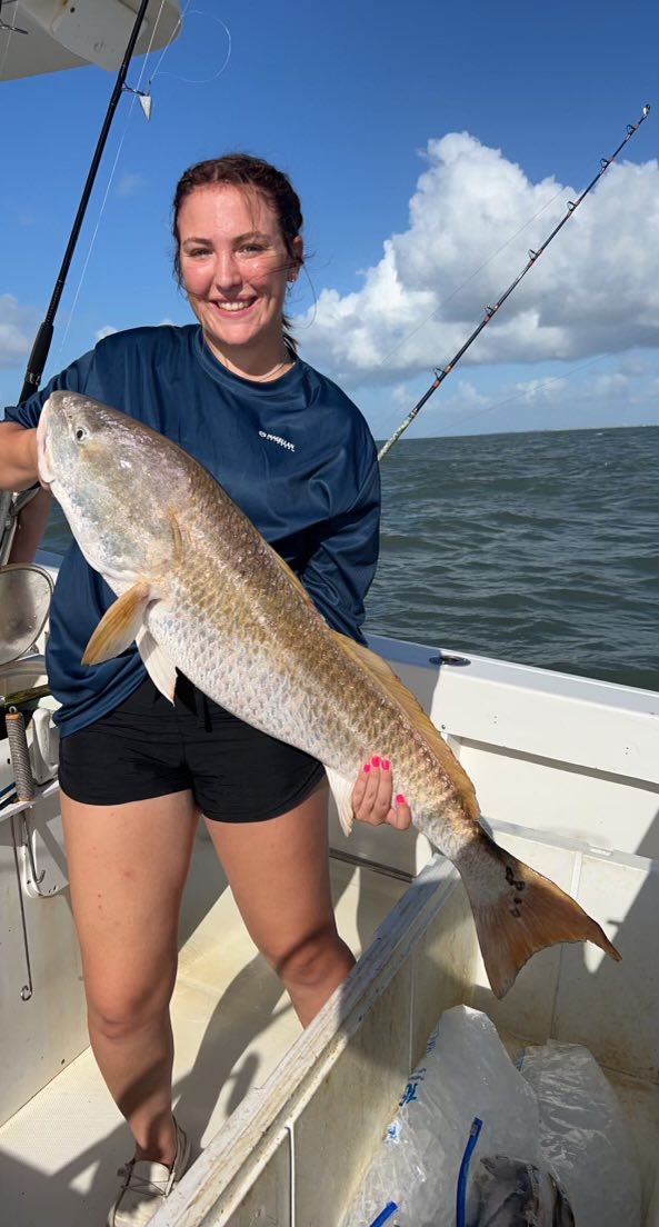 KirstenSudderth's tweet photo. Spending the next few days in Galveston. Went jetty fishing and caught this big one today!  #bullredfish https://t.co/u5jRs5ozD7