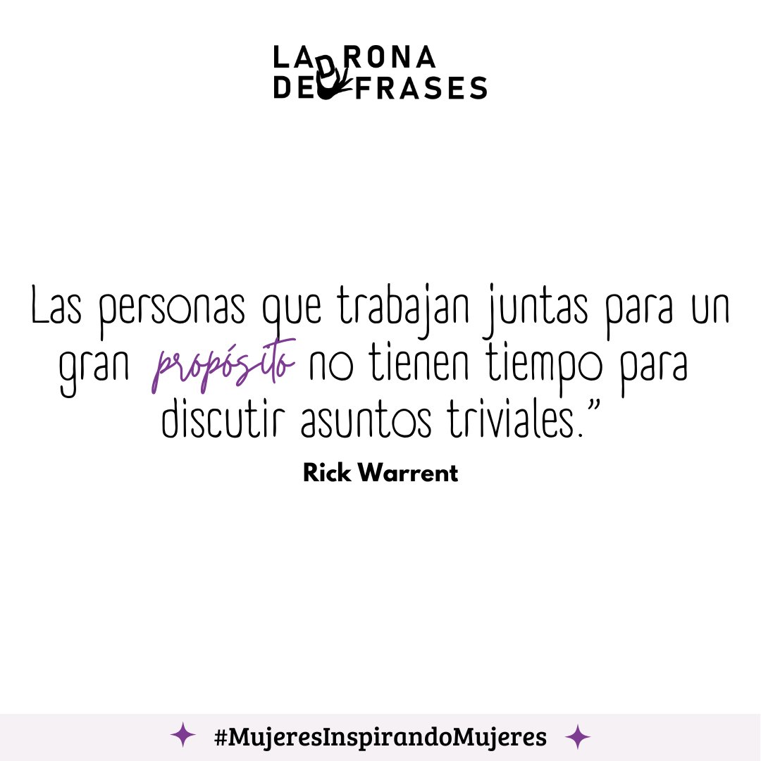 LadronadFrases's tweet photo. Rodéate de personas que sumen a tu vida y contribuyan en tu propósito... Un gran consejo del autor del libro Una vida con propósito, Rick Warrent.

#Mujeresprotagonistas #profesionales #apasionadas #mujeresinpsirandomujeres #ladronadefrases #RickWarrent https://t.co/K2kVV1Jwwh