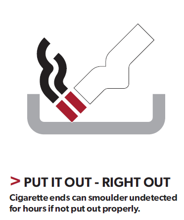 Cigarette ends can smoulder undetected for hours if not put out properly. If you're tired or have been drinking it's safer to smoke outside or standing at an open window or external door.

More: firescotland.gov.uk/your-safety/at…