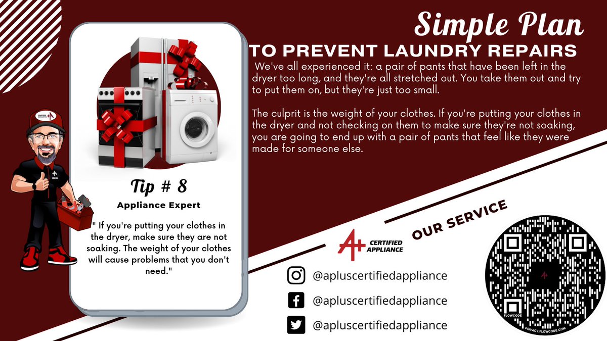 Our Tips for Your Appliance Whole House Wellness Will Keep Your Home Happy, Healthy, and Whole.

'When was the last time you had your dryer professionally maintenance?'
 #HomeAppliances #Laundry #Home #peoplematter #protectyourappliances wfy.ai/3SkUCXJ[...]