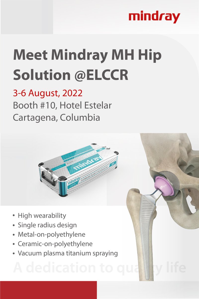 MindrayGlobal's tweet photo. #Mindray #Orthopaedics will be welcoming all the friends and partners with its #joint solutions at #ELCCR in Colombia in the next 3 days!
Learn more about Mindray Orthopaedics here: https://t.co/LImdcZkuAd https://t.co/NMB4Y6jG9f