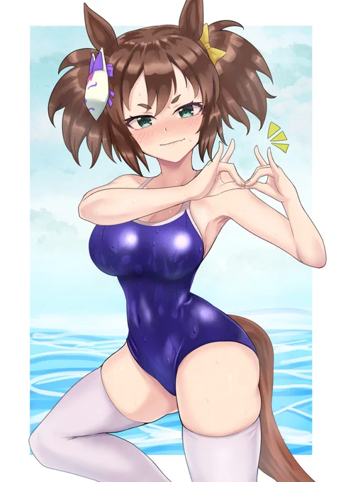 スク水ニーソはいいぞラスト#ウマ娘 #イナリワン 