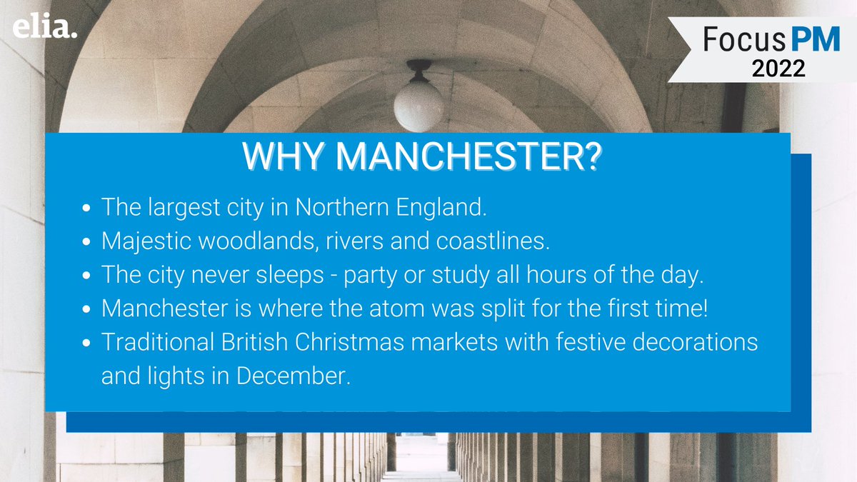 EliaOrg's tweet photo. #Manchester isn't on everybody's bucket list but here's why it should be!

Below, is why our #eliaPM event, will be hosted in the heart of the city this December. 🏙

Read more about PM22: https://t.co/qlSwGjkW3t

#projectmanager #UKevent #opportunity #language #translation https://t.co/EXybVdbndt