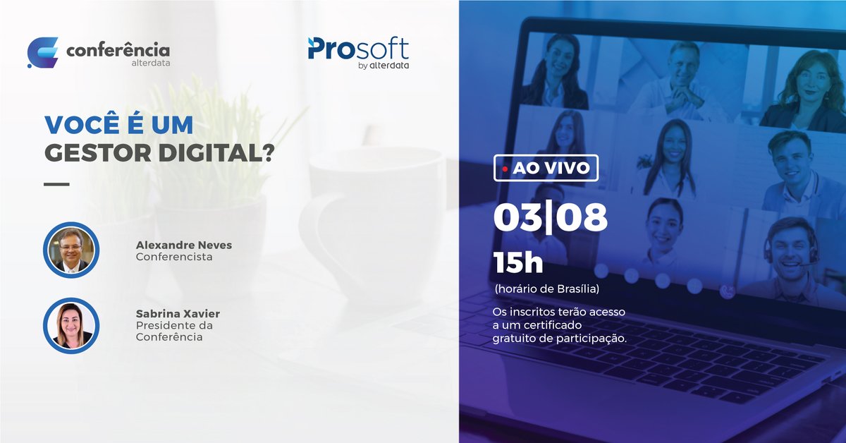 ProsoftTecno's tweet photo. Não perca hoje a Palestra Alliance: Você é um gestor digital?

Inscreva-se: https://t.co/r9MjVYA6Bc
Acesse: https://t.co/VRo8wgPbHN

#Prosoft #Alterdata #Alliance https://t.co/TDOl1apNdX