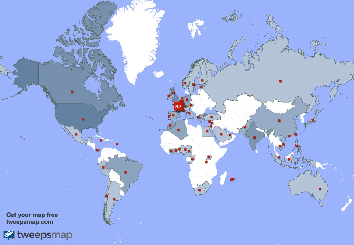 Merci beaucoup à mes 1 nouveaux abonnés qui vivent en: France la semaine dernière. tweepsmap.com/!BlochAlain