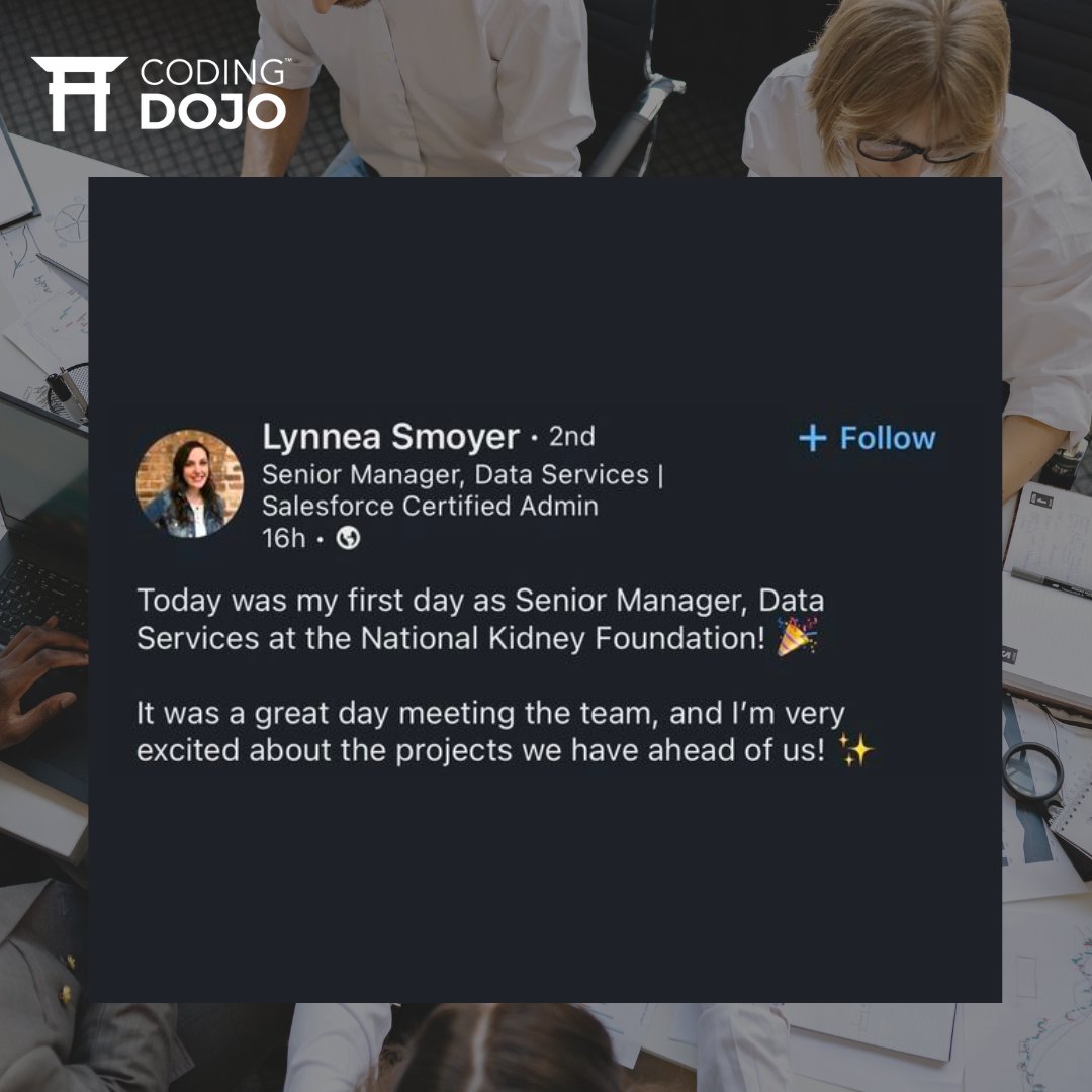 CodingDojoDotCo's tweet photo. Posts like these just get us. So proud of our students! 🥰 #DojoSuccess https://t.co/xXcGIZG5Ek