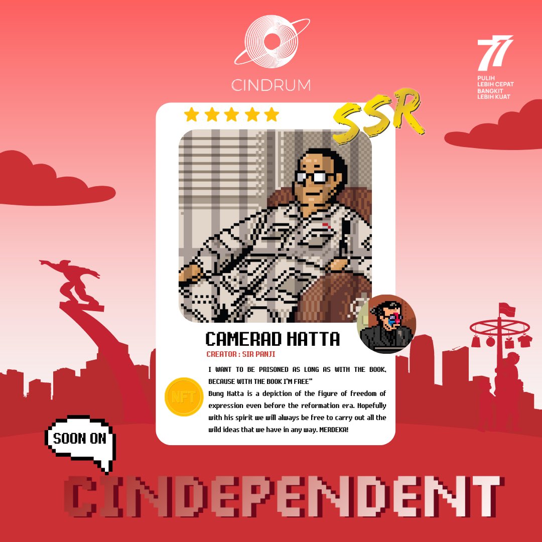 riotdarling_w3's tweet photo. Hasil karya NFT kolaborasi CINDRUM dengan @legalies_ untuk merayakan Hari Kemerdekaan Indonesia ke-77 Tahun 🇮🇩
karya siapa lagi ya selanjutnya?
stay tune!✨
#CINDRUM #NFT #nftart #CINDEPENDENT https://t.co/X0diwjvNDG