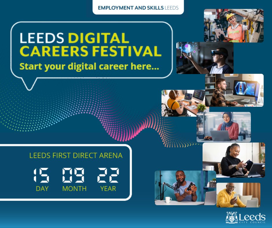 eandsleeds's tweet photo. We are pleased to announce the Leeds Digital Careers Festival 2022!
💬 Speak to a range of training providers
🤝Meet a wide range of digital employers
🗣️Attend interesting speaker sessions
Book your FREE place today at: https://t.co/eCPnQOhKjg https://t.co/0AxuJ0exOK