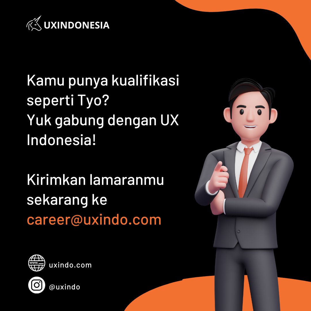 indonesia_ux's tweet photo. Bergabunglah dengan UX Indonesia sebagai Quantitatve UX Researcher. Kirim CV dan portfolio Anda ke career@uxindo.com
#UX #UI #UXIndonesia #UXIndo #CXInsight #Hiring https://t.co/Qic7QWXjLV