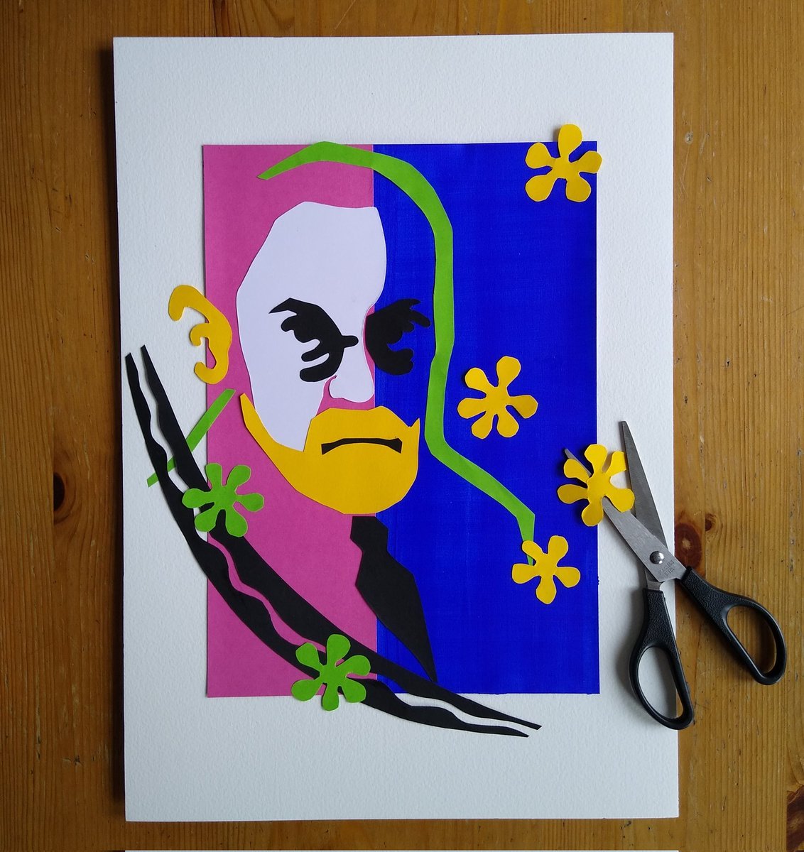 za_lady's tweet photo. Following cancer surgery in 1941, fauvist visual artist Henri Matisse became a wheelchair user. Working around his limitations, he developed a paper cutting technique and produced some of the most stunning and recognisable compositions in modern art. #GISH #DisabilityPride https://t.co/ZK6fT0iAJ3