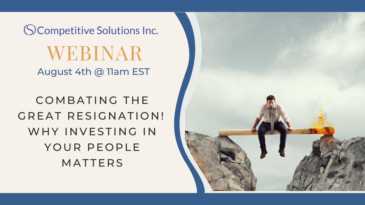 CSIPBL's tweet photo. Reading the news about the Great Resignation? Learn what you can do and why investing in your people matters. Tonda and Tricia will discuss strategies you can implement now! Webinar tomorrow at 11am EST https://t.co/cxHsrRcJY8 #greatresignation #leadershiptraining #webinar https://t.co/amo08k4ogc