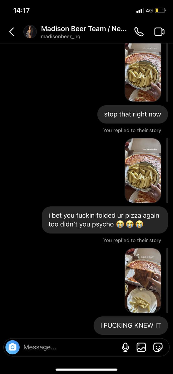 madsftmorty's tweet photo. you know you’ve been here too long when you literally predict the pizza folding @madisonbeer https://t.co/boYVOEI2Zu