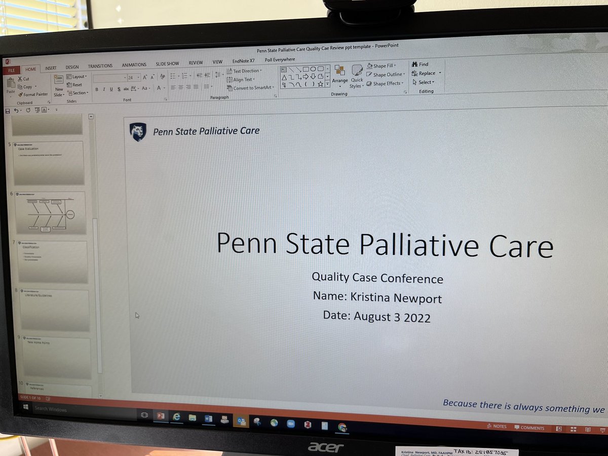 kbnewport's tweet photo. #PennStatePalliative held our inaugural Quality Case Conference this morning. The humility, respect and trust of this interdisciplinary team is remarkable in launching this important process. #Quality #HPAC #HPM #Gettingvulnerable https://t.co/B38YrJX6jA