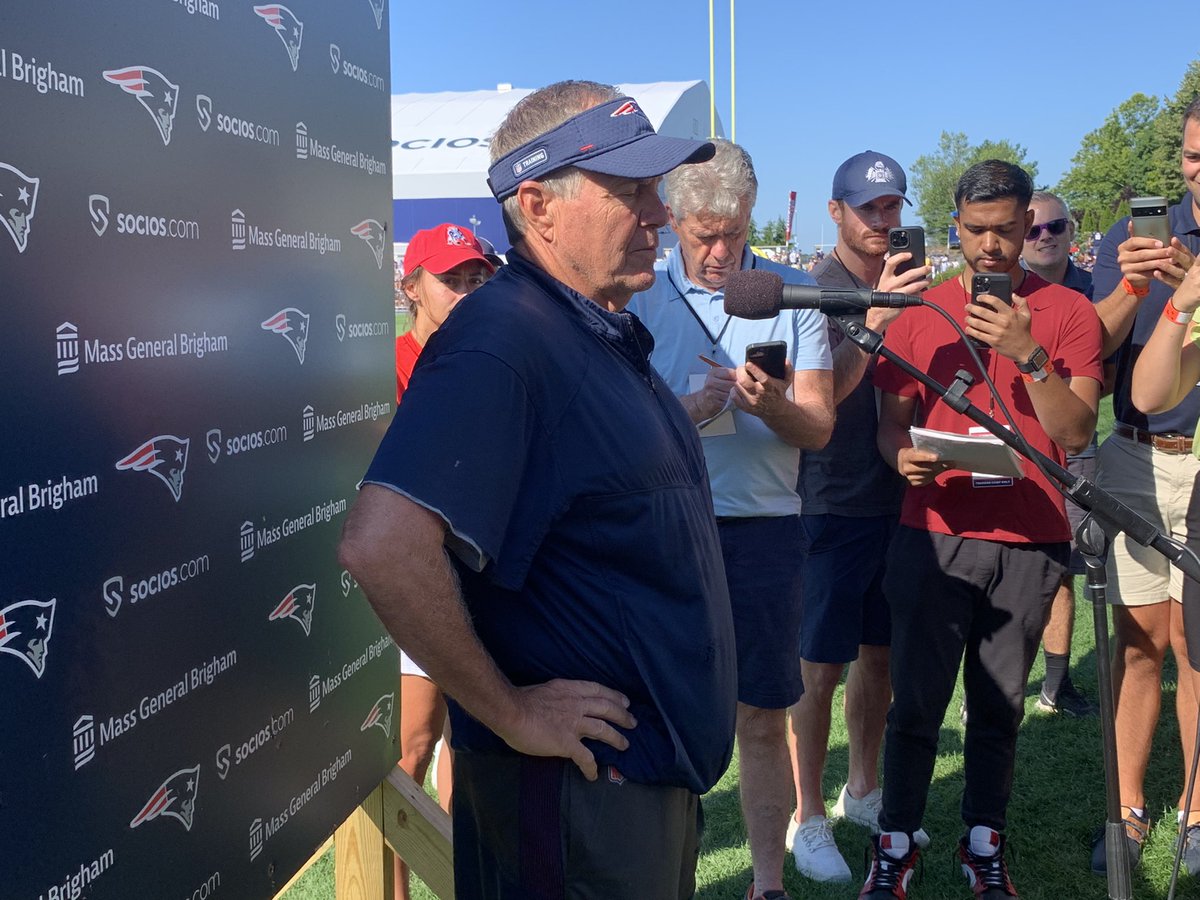 GageNutter_'s tweet photo. Q: Did you know the Dolphins were tampering with your starting QB? 

“Focused on training camp here. That’s all in the past.” 

#Patriots https://t.co/okBbqDAgTL