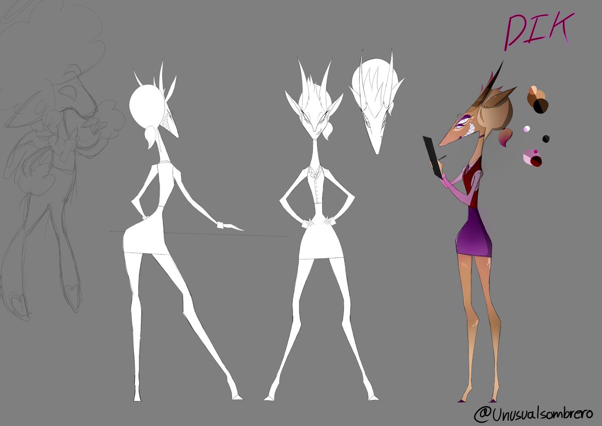 Unusualsombrero's tweet photo. Dik, a character based on the Dik-dik for #HelluvaBoss and #HazbinHotel 

Fact: When a Dik-dik matures they are forced off their parents territory to live on their own.

#HelluvaBossFanart #HazbinHotelFanart #HelluvaBossOC #HazbinHotelOC #charactersheet #characterdesign https://t.co/aZlPZjDSPw