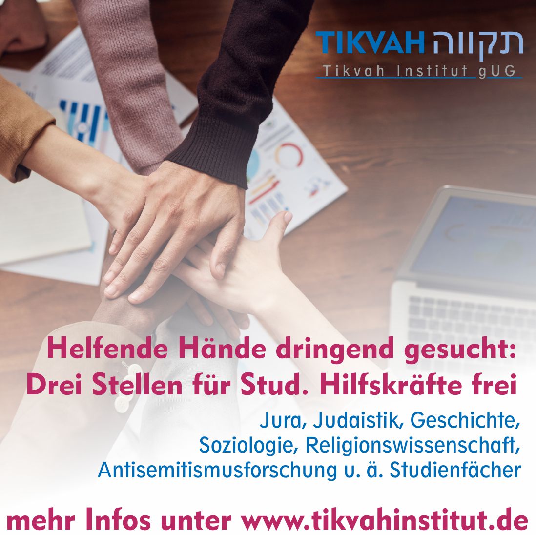 TikvahInstitut's tweet photo. Du studierst gerade #Jura, #Judaistik, #Religionswissenschaft, #Rechtswissenschaft, #Geschichte oder #Soziologie und interessierst Dich für #Antisemitismus|forschung? Perfekt, denn wir suchen 3 stud. Beschäftigte in #Berlin ganz bald. Mehr unter: https://t.co/h1q7syWoER https://t.co/8gZ1mhuhEE