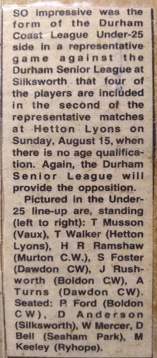 DCL U-25’s Representative Side Sunday August 15th 1976.

C/O - Joe Rushworth