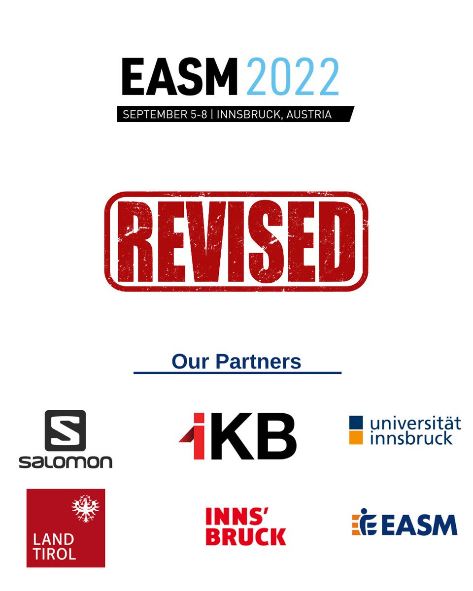 Hello EASM, 

Due to some circumstances out of our control, we have made minor revisions to the conference program. 

Please find the revised version on the link below:

easm2022.com/wp-content/upl…

See you soon and don't forget to enjoy your summer!!!