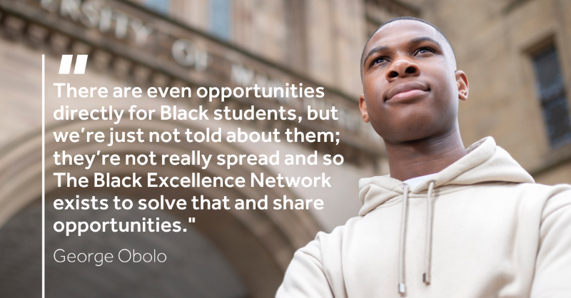 OfficialUoM's tweet photo. Meet George Obolo, medical student and co-founder of The Black Excellence Network @BlackExcelNet. We spoke to him about Manchester, mentoring and his mission to open up higher education for more Black students.