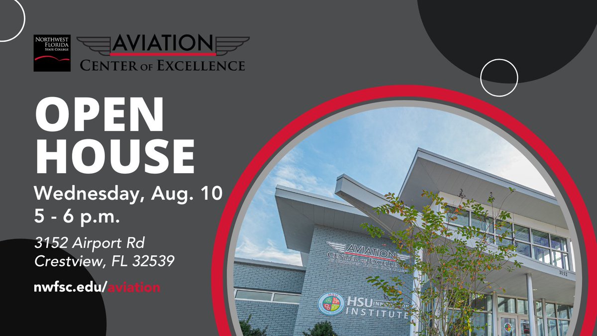Join NWFSC's aviation program for an open house at the Aviation Center of Excellence (ACE) on Wednesday, Aug. 10! Attendees can stop by from 5 to 6 p.m. and learn about the program, meet instructors, and check out the facility's features and equipment.