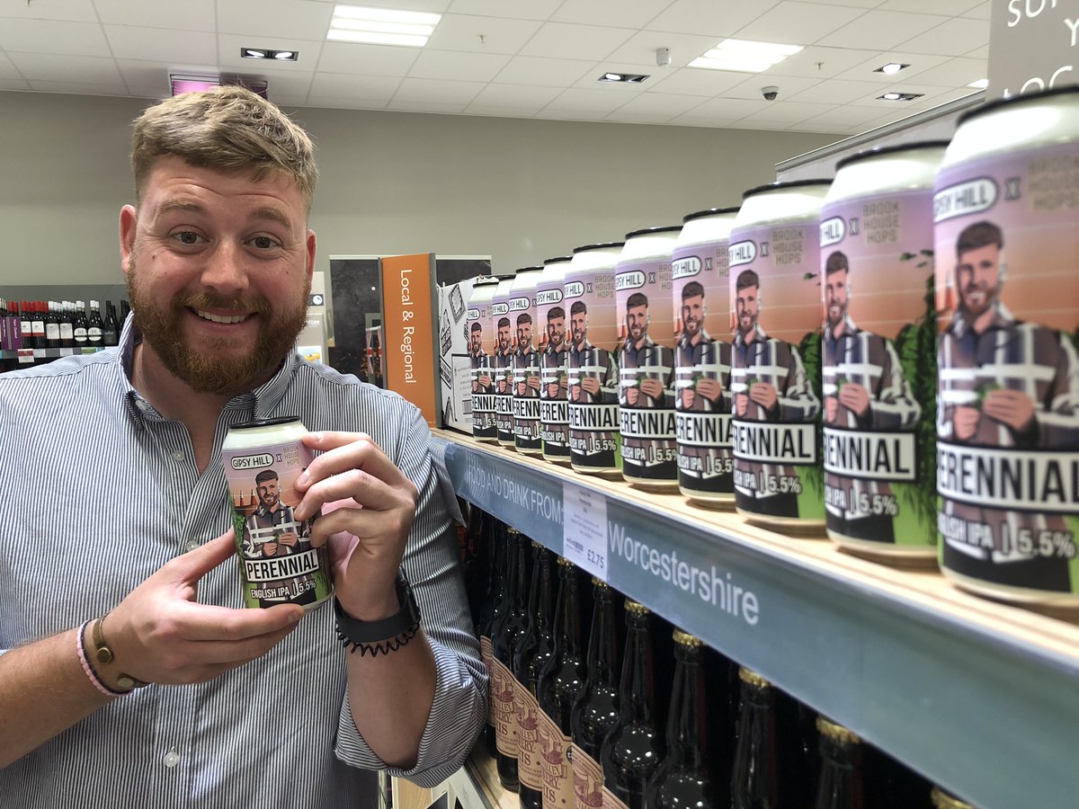 Our man on the can! Our English IPA collab with <a href="/GipsyHillBrew/">Gipsy Hill Brewing Co.</a> hit the shelves in our local Worcester <a href="/waitrose/">Waitrose & Partners</a> and features <a href="/brookhousehops/">Brook House Hops</a> Hop Farmer of the Year Henry Smith. In a month Henry and his team will be harvesting this year's hop crop in Bromyard! 😁🍺 #hops