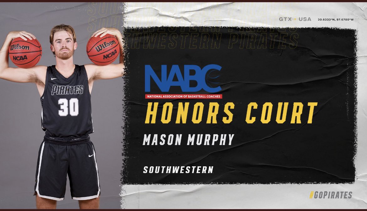 ChrisPenningt20's tweet photo. Congratulations to our former Barbers Hill Eagle and now Southwestern University Pirate @masonmurph15 for being chosen for the NABC academic Honors Court! @BH_Athletics https://t.co/u6zXoeHjN2