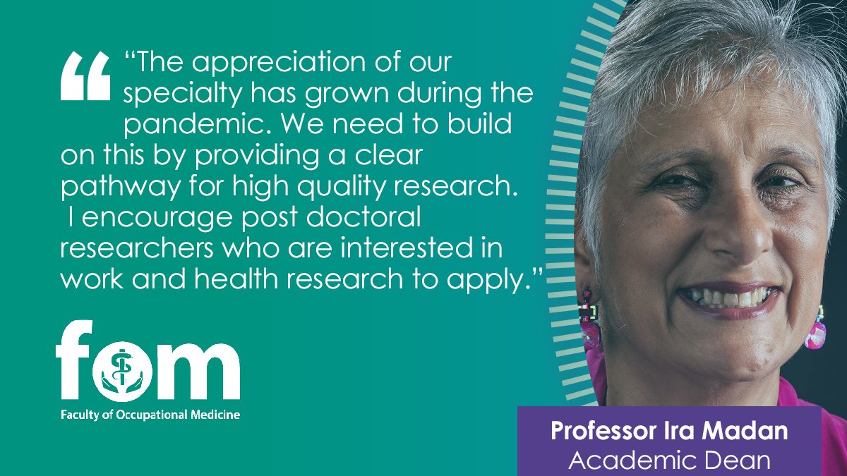FOMNews's tweet photo. The Colt Foundation is partnering with @NIHRresearch to co-fund Advanced Fellowships in health &amp; work research.  

FOM’s Academic Dean, Professor Ira Madan, believes this is an important step in developing research capacity in occupational medicine. 

👉https://t.co/xedo2J5Mf5 https://t.co/MXkMgOPVbx