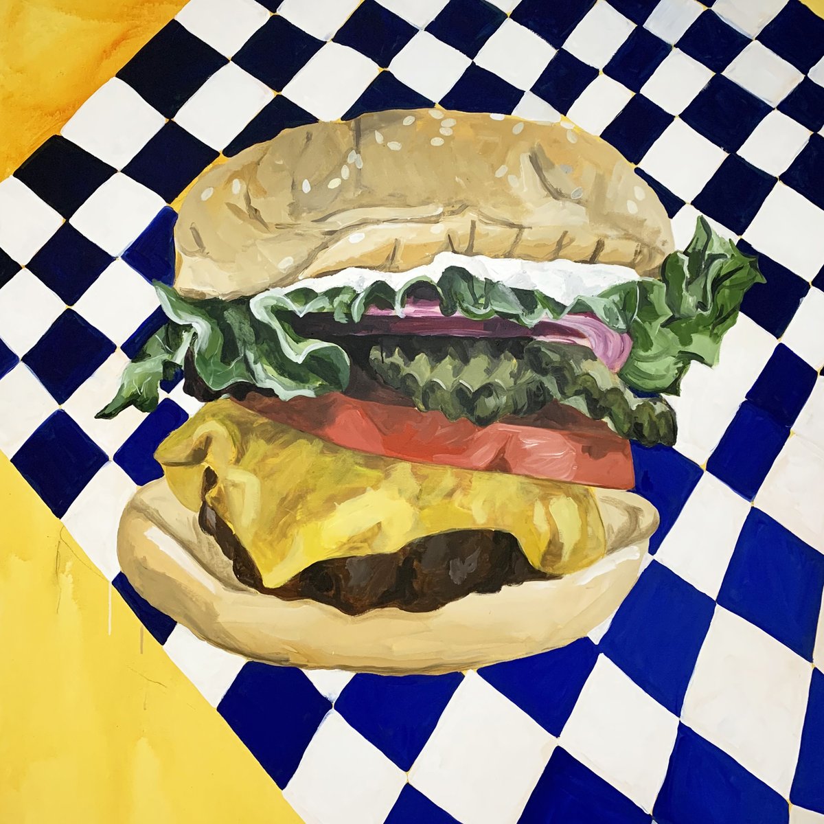 mallgalleries's tweet photo. #REconfigured: Only a few more days to catch the [RE]Configured exhibition, open until Saturday 6 August at Mall Galleries.

Phoebe's works are for sale at Mall Galleries &amp; on our website: https://t.co/L4cplLLPxW

Phoebe Boddy, 'Floor Burger', 160 x 160 cm https://t.co/AJw2DRSNvk