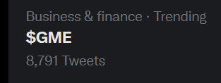 WalrusFarts69's tweet photo. $GME trending...again

This is all too big to ignore..
#GME https://t.co/K2unz5tb9y