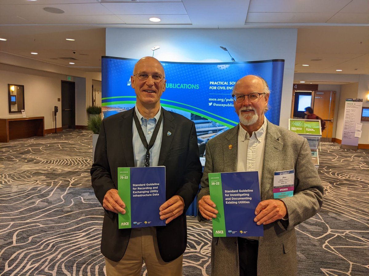 uesi_asce's tweet photo. Jim Anspach & Philip Meis at #Pipelines22. Chairs -Standards committees; Jim for 38-22, https://t.co/yzluRDmWlY and Phil for 75-22, https://t.co/pwZGXghDxi. Thank for this important work! Get your copies: #pipelines #utility #utilityengineering #civilengineering #infrastructure https://t.co/LZ1dYkp2oB