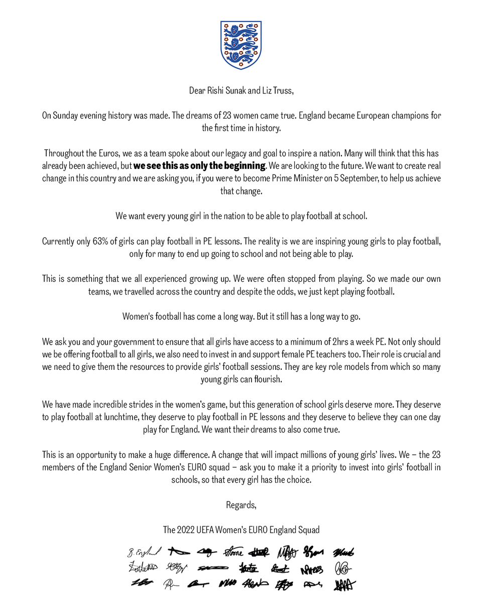 'We see this as only the beginning.' An open letter from our #Lionesses...