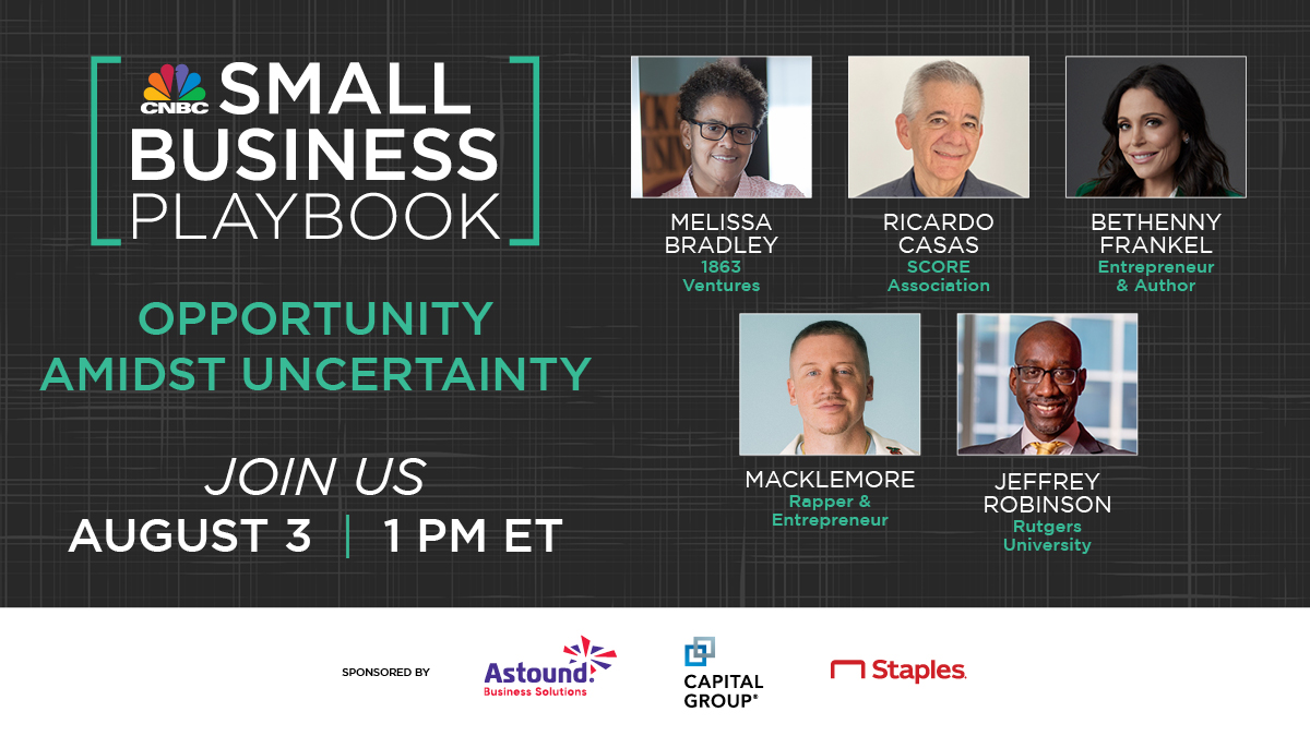 cnbcevents's tweet photo. CNBC's Small Business Playbook will be live in 30 minutes! There's still time to register and stream it. Sign up now 👉 https://t.co/J3uNwwFg3j

And don't forget, #CNBCSmallBiz to follow the convo https://t.co/TByBZrn8cK