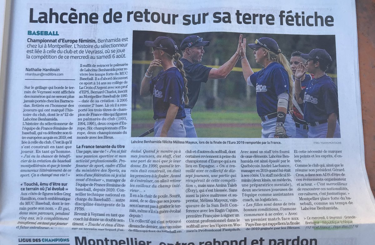 ffbs_baseball's tweet photo. Deux articles du Midi Libre consacrés à L’Euro Féminin Baseball, au club des @MUCBarracudas et au manager de l’Equipe de France Lahcene Benhamida. https://t.co/7tw1fnYQVv