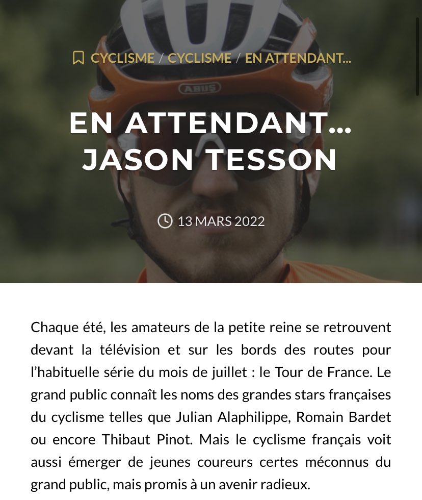 pavelclauzard's tweet photo. Le grand Jason Tesson signe au @TeamTotalEnrg après une magnifique année à @Auber93Cyclisme ! 🙌🏻🤪
@nono10087 avait interviewé le bon coureur, bravo Jason et allez relire son interview ! ⤵️🥰
https://t.co/RicGJunykx
#journalisme #cyclisme #jasontesson #tesson #mercato https://t.co/bWYxMFC1jU