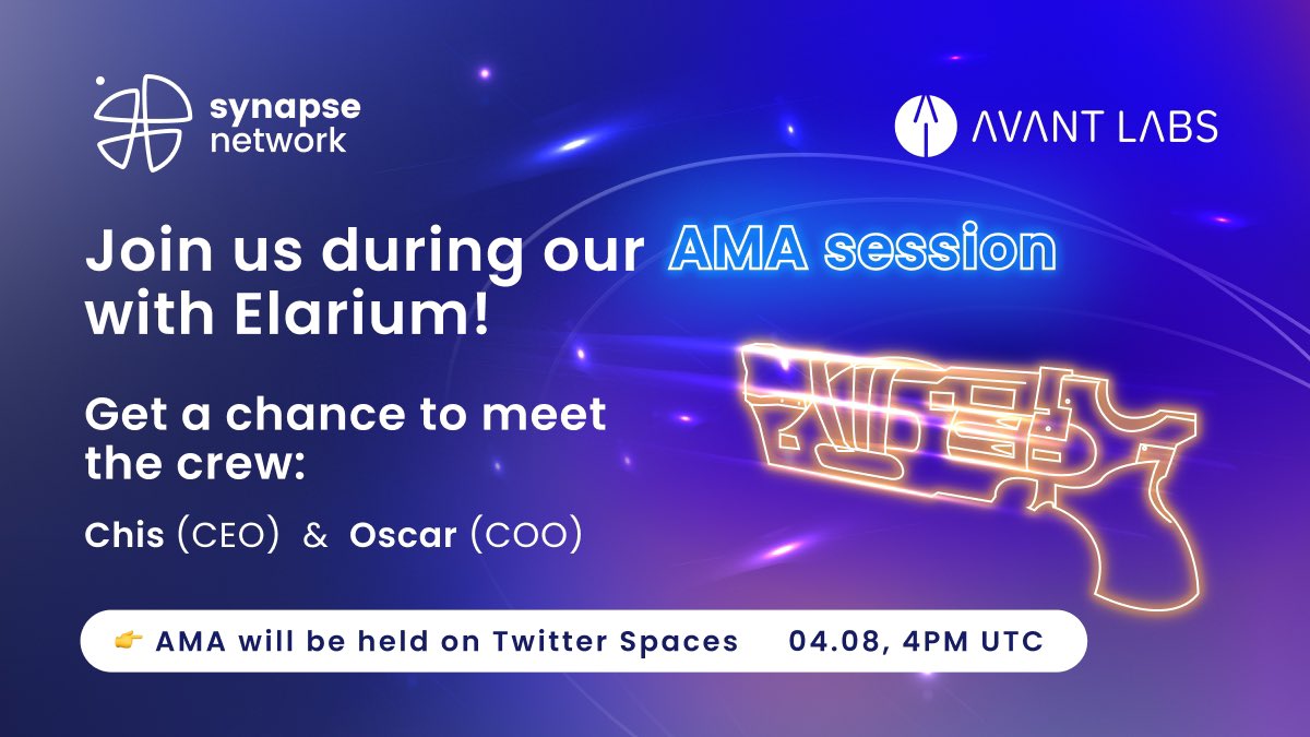 SynapseNetwork_'s tweet photo. 🛎 Set a reminder and join us during AMA with @PlayElarium crew 🛎 

📌 AMA will take place on Twitter Spaces tomorrow, 4PM UTC 

⬇️⬇️ 
https://t.co/buZwuGsOTd https://t.co/XLrnhVPTpv