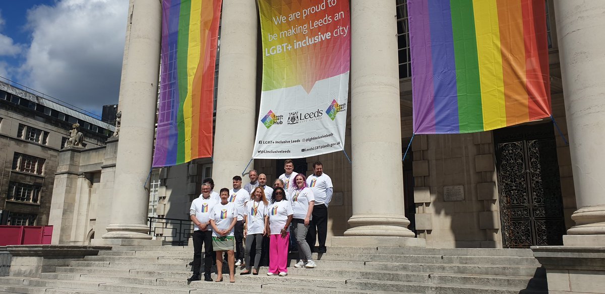 Great to have the support of <a href="/JamesLewisLab/">James Lewis</a> and <a href="/cllr_harland/">Mary Harland 🤍💛💙</a> as they joined staff from the councils LGBT+ Staff Network today ahead of this weekends #LeedsPride