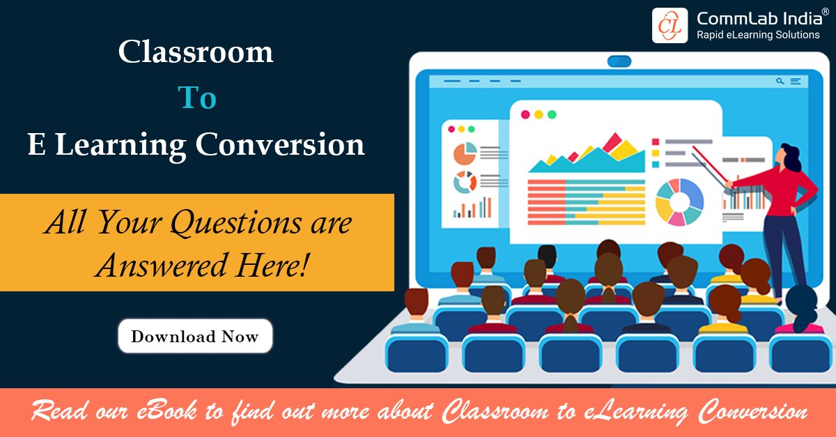 commlabindia's tweet photo. Looking for classroom to #eLearning conversion? Worried about transferring content and collaborative experiences? Here’re all the answers you need in the form of an eBook. Ace up your #eLearning with the help of it.https://t.co/1gkkmdRmtx https://t.co/i5XDEV5Miu