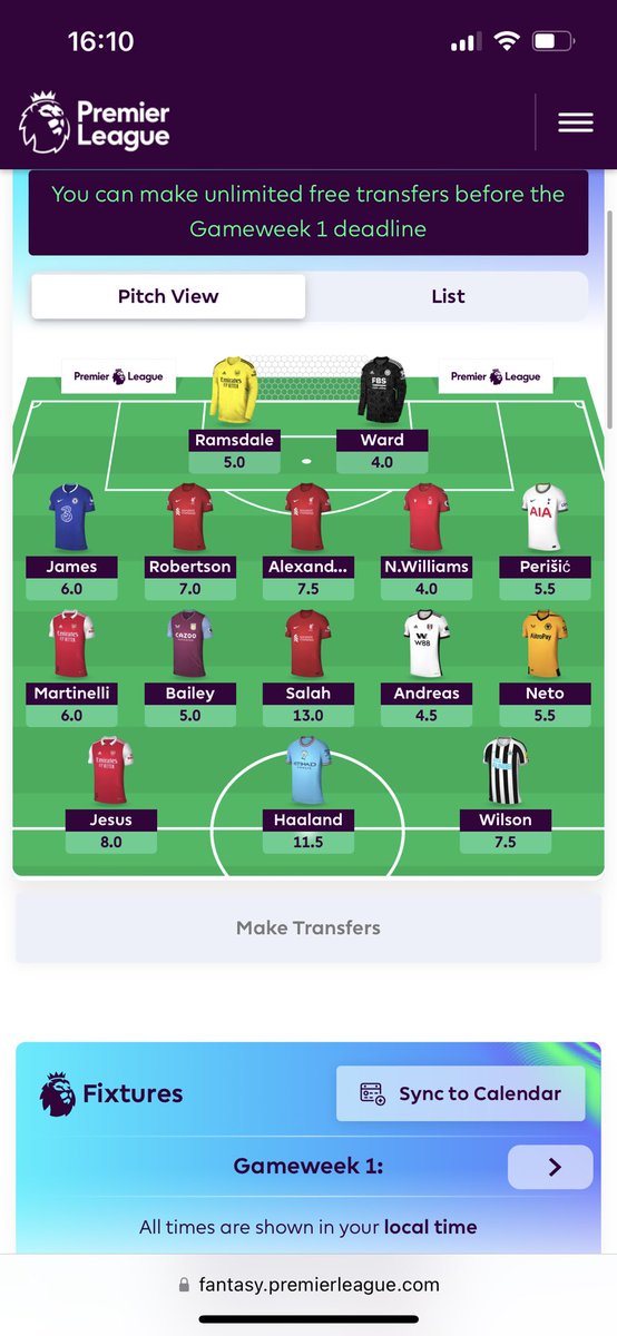 ap_fpl's tweet photo. @FPLFalse9 Similar, but I’m taking a risk on wilson just got a feeling he bangs in a few before he inevitably gets injured. https://t.co/wyhDZsUPbU
