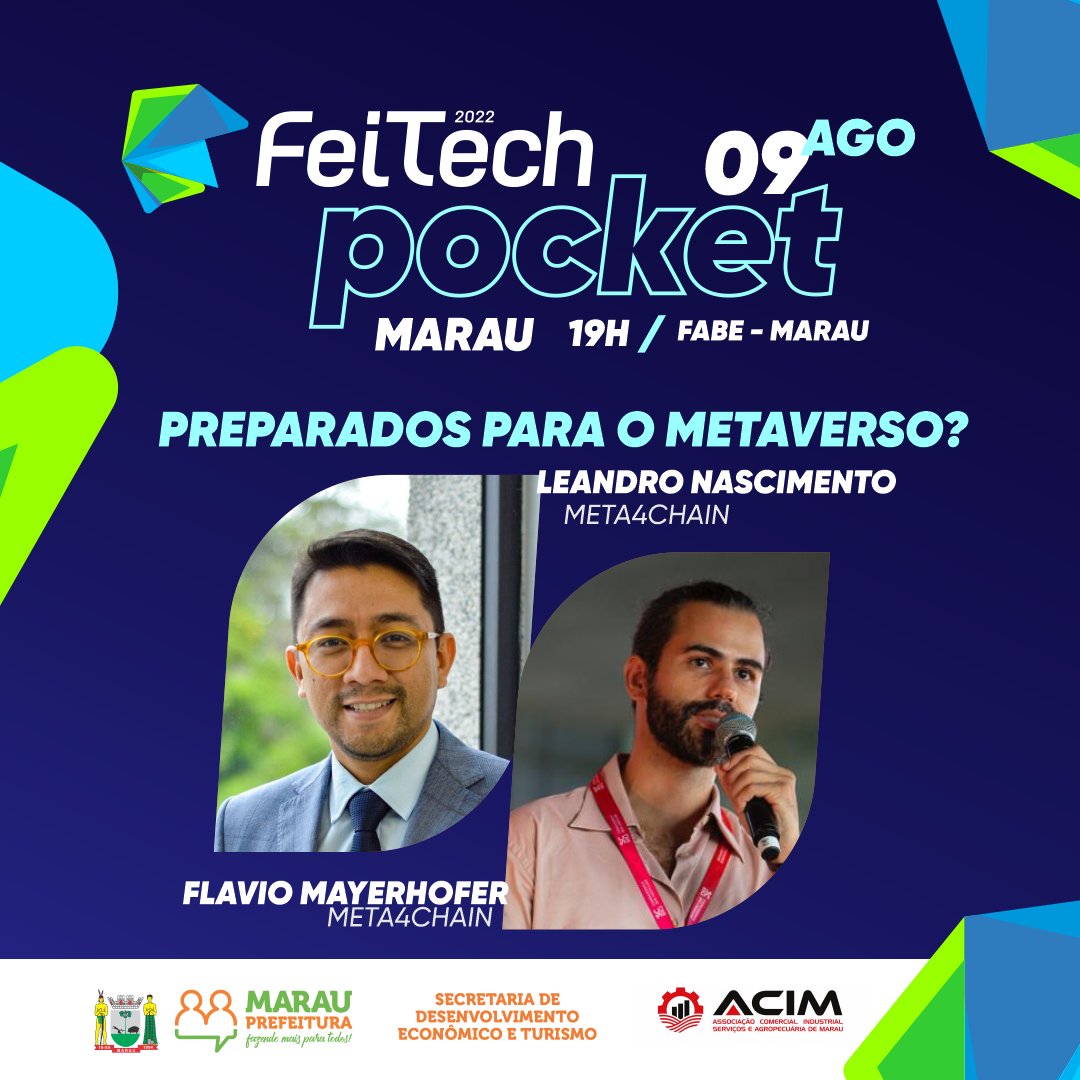 Feitechrs's tweet image. Vem aí mais um FEITECH POCKET!🤩
🗓️ 09/08
🕡 19h
📍FABE - Marau/RS
R. José Posser, 275 - Jardim do Sol

⚠️A entrada é franca e as vagas são limitadas.
Garanta sua participação e mergulhe no universo da FEITECH.