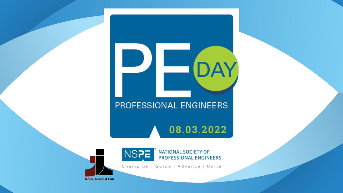 JTLengineering's tweet photo. It's Professional Engineers Day! 

@NSPE champions the PE license and protects its integrity to promote a constant focus on the public health, safety, and welfare. 

Here at JTL, we are very proud of our team of PEs and all of their hard work. 

#JTLengineering #LicensedPEday https://t.co/x1O2vec7U7