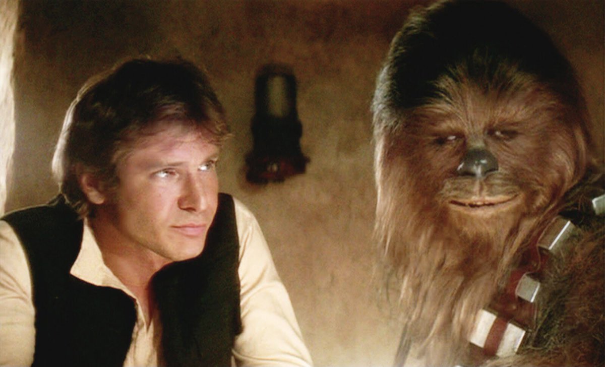 “Yes, Greedo. As a matter of fact, I was just going to see your boss. Tell Jabba that I’ve got his money.” 

What started as an alliance between smugglers grew into a lifelong friendship.

#WyrdWednesday #StarWars 

Harrison Ford as Han Solo
Peter Mayhew as Chewbacca the Wookie https://t.co/5UAX7y7KGA