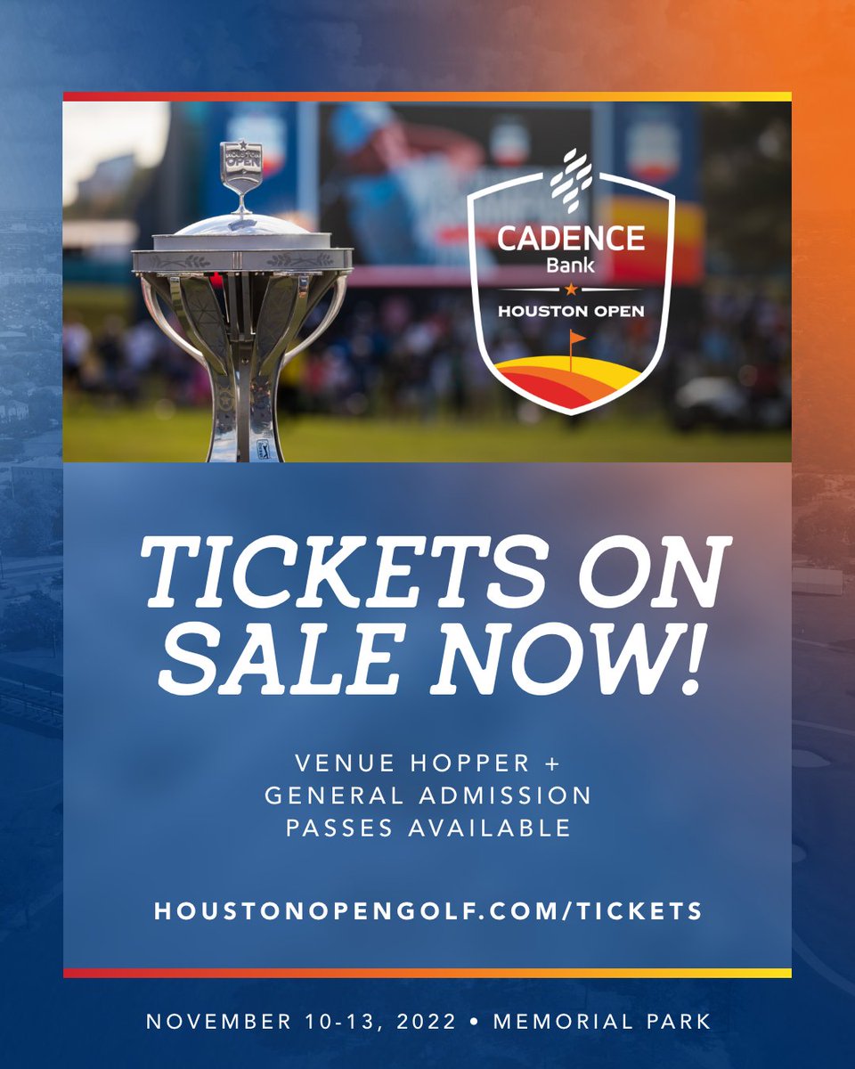 Tickets for the 2022 Cadence Bank Houston Open are on sale now! Houston's premier PGA TOUR event returns to Memorial Park November 10th - 13th.

Experience a party like no other. Get your tickets today!

🎟: houstonopengolf.com/tickets
