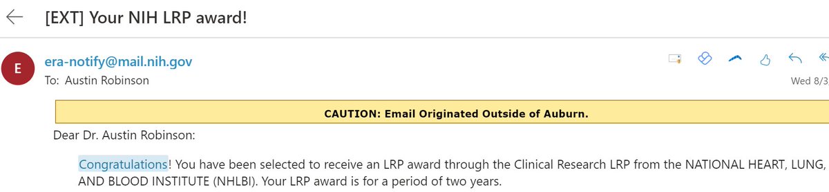 Austin Robinson (@ausrob_phd) on Twitter photo Amazing start to the day!!! ๐ญ Received notice from NIH loan repayment program <a href="/NIH_LRP/">This account is no longer active.</a> that my renewal application was funded through @nih_nhlbi. My remaining student loans will be paid off by next year ๐ฅณ
So appreciative for this program & happy to help anyone who applies!! Amazing start to the day!!! ๐ญ Received notice from NIH loan repayment program <a href="/NIH_LRP/">This account is no longer active.</a> that my renewal application was funded through @nih_nhlbi. My remaining student loans will be paid off by next year ๐ฅณ
So appreciative for this program & happy to help anyone who applies!!