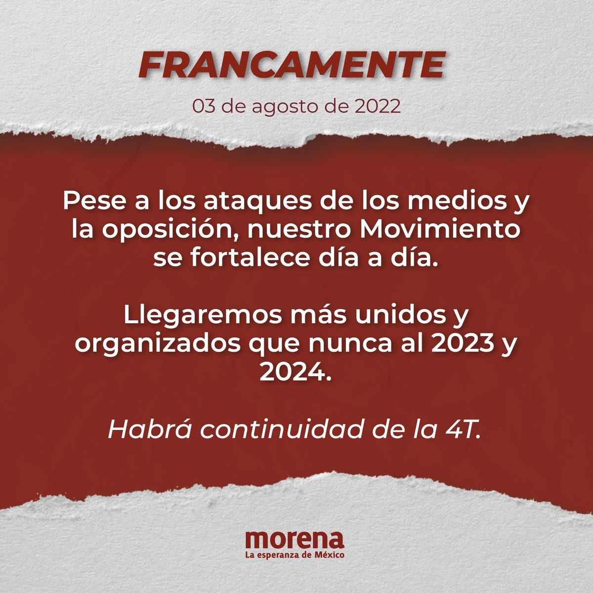 PartidoMorenaMx's tweet photo. #Francamente https://t.co/C3kbITdQkV