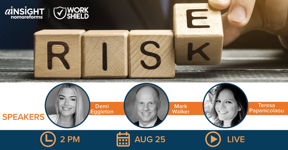ainsight's tweet photo. Join Work Shield and aINSIGHT for a discussion on the real risk involving reputation in a society where DEI&amp;B and workplace misconduct is the focus of conversation. webinar on. Aug 25th @ 2 pm ET. RSVP by Aug 18th
https://t.co/EnERuR91D1 https://t.co/Ze1CJJSYxY