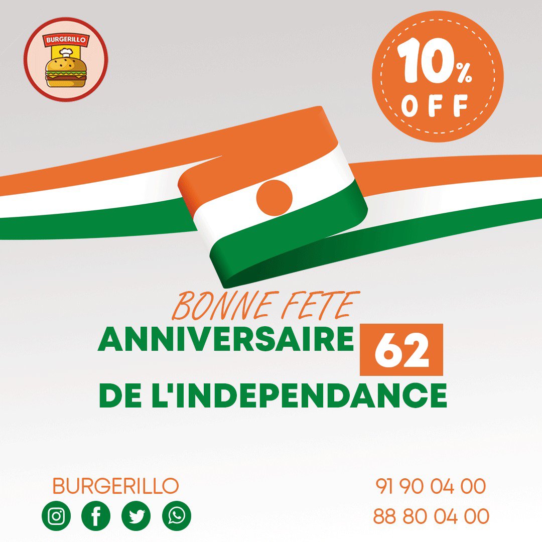 Burgerillo's tweet photo. Bonne fête de l'indépendance à tout le peuple nigérien❤️ #niger #227 🇳🇪 #burgerillo https://t.co/A0ok87g2bQ