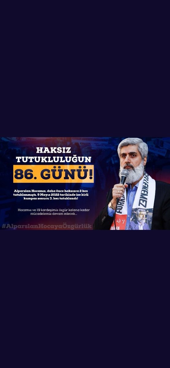 tevhid_6dava's tweet photo. Haksız Tutukluluğun 86. Günü!

Alparslan Hocamız, daha önce haksızca 2 kez tutuklanmıştı. 9 Mayıs 2022 tarihinde ise kirli kumpas sonucu 3. kez tutuklandı!

#AlparslanHocayaÖzgürlük https://t.co/PceTPBxAYC https://t.co/s5Gxg6kfVt