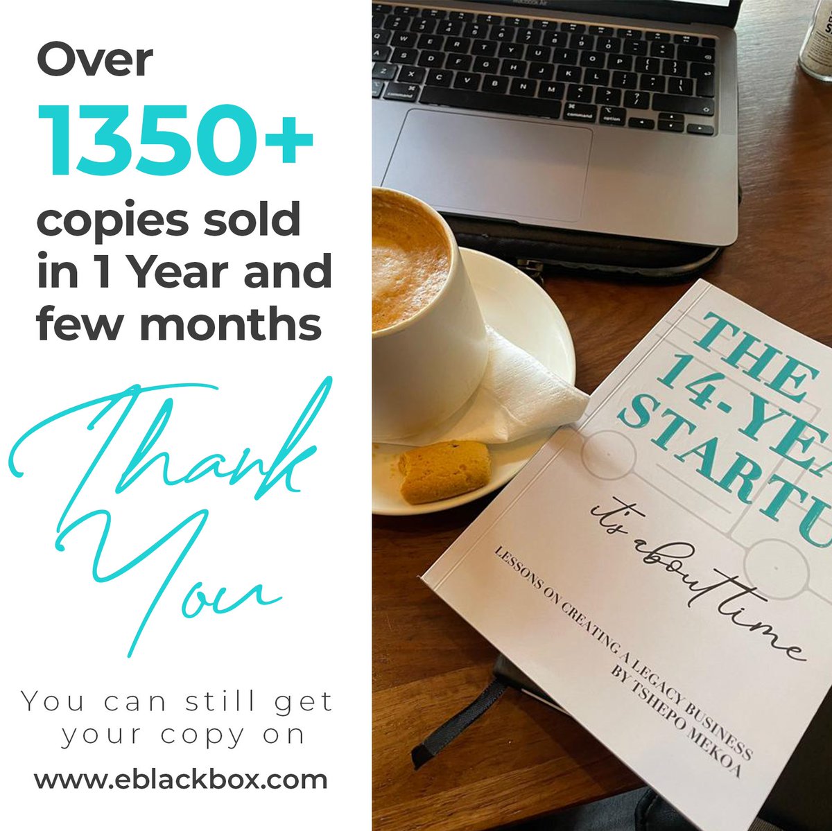 eblackbox_'s tweet photo. Exciting News!

Today we are celebrating one of many milestones by @tshepomekoa our chairman and founder. Over 1300+ Copies of his book "The 14 Year Start Up" has been sold within a year and few months. Extending our gratitude to him for sharing his entrepreneurial journey &amp; tips https://t.co/crOFHdhuvk