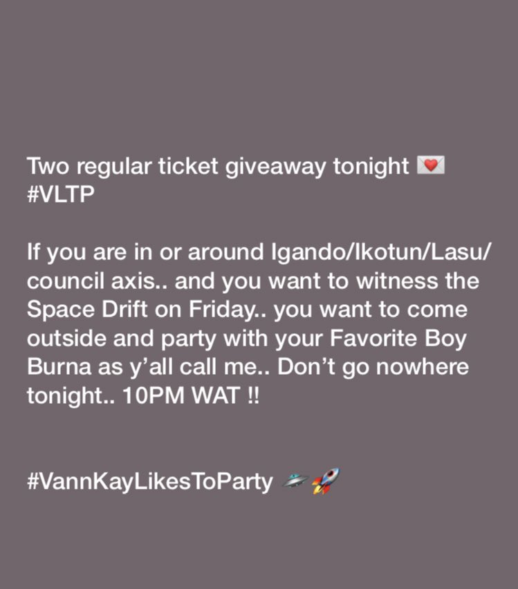 trips_mad's tweet photo. If you are far or can’t come to the event we’ll redeem your tickets for airtime 50% off. Outsiders where you at?? Lasuites where you at?? Giants let’s rock this !! #VLTP
Make sure you’re following this profile 💌
#BurnaBoy #BURNABOY𓃵 #Giveaways #spaceship https://t.co/lfW0cVX1cv